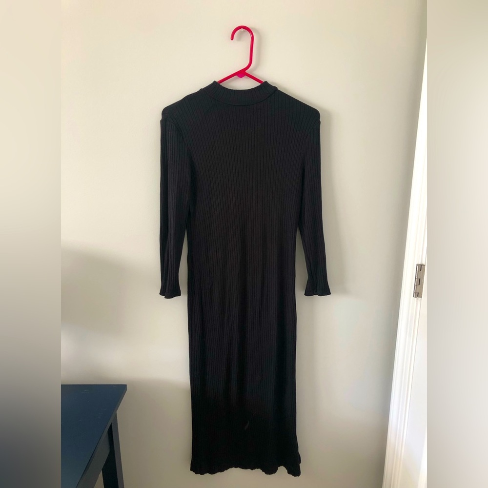 Black Mockneck Midi Dress